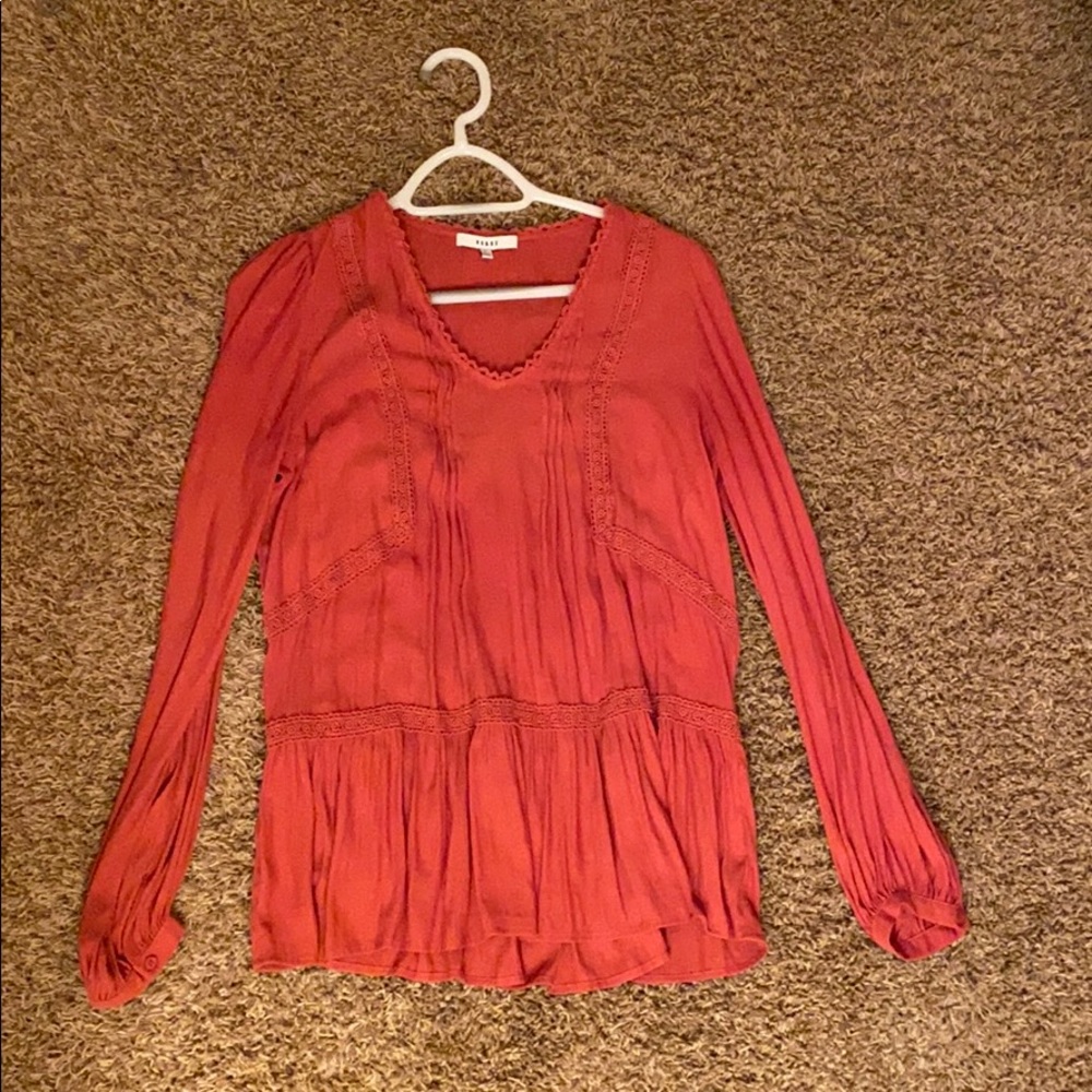 Burnt Orange RO & DE Long Sleeve Blouse